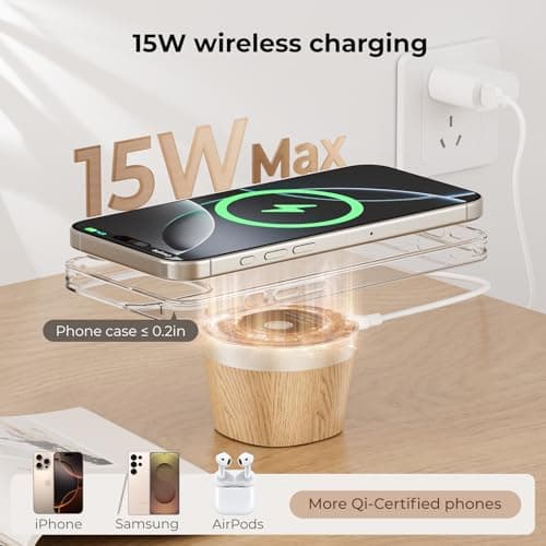 Magnetic Bluetooth Speaker, Wireless Charger Station, Portable Mini Speaker with Wireless Charger & Phone Stand, Bluetooth Speakers for Kitche, Refrigerator, Anything Magnet, Gifts (Light Beige) - Thumbnail 3