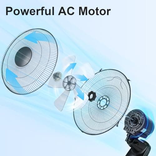 Aotop 16 inch Wall Mount Fan with Remote Control - 2 Pack, 3-Speed and 3 Modes, Timer Function, Adjustable Head, Oscillating Fan for Home and Office - Black - Thumbnail 4