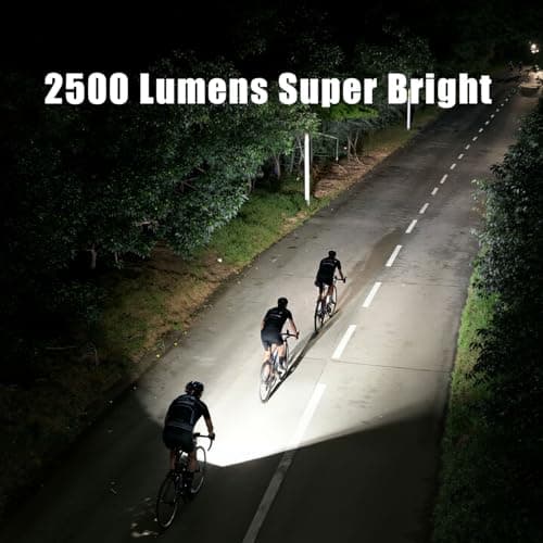 SKYFIRE 2500LM Bike Lights for Night Riding,Compatible with Garmin/Gopro Mount,4000mAh Rechargeable Bike Headlight with Colorful Side Light,Waterproof LED Bike Front Light for Road Mountain Cycling - Thumbnail 2