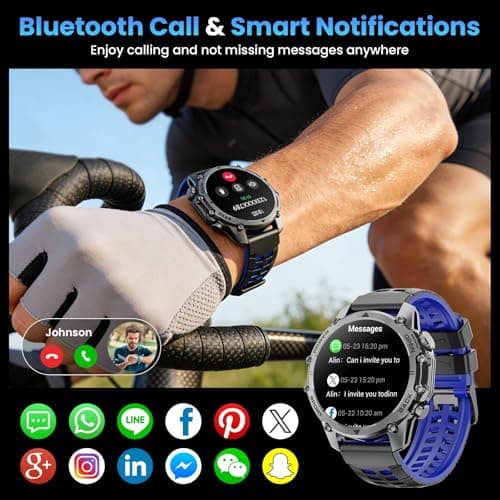 Hwagol Smart Watches for Men (Call/Notification),1.52''HD Military Smart Watch with Heart Rate/Sleep Monitor/Pedometer for Android and iOS,DIY Design Fitness Tracker,1 Pack with 2-Piece Look Set - Thumbnail 5