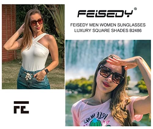 FEISEDY Vintage Oversized Square Sunglasses Womens Trendy Luxury Big Sun Glasses UV400 Protection Gradient Shades B2486 - Thumbnail 4