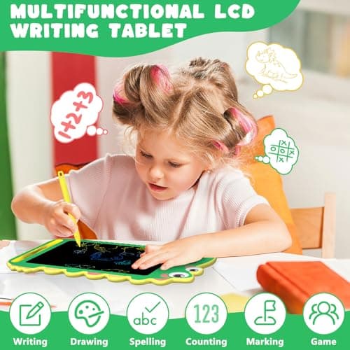 BKM LCD Writing Tablet for Kids, Educational Toddler Toys, Colorful Doodle Board Drawing Tablet with Screen Lock & Erase Button, Dinosaur Toys for Ages 3-8, Birthday Gifts for Boys Girls,8.5 inch - Thumbnail 2