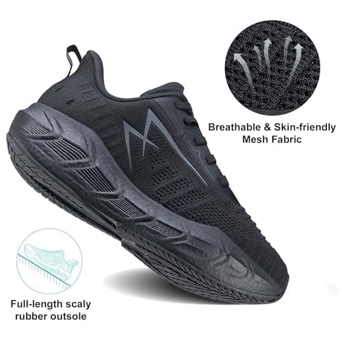 OL OUTJET LEGEND Men's Slip-On Walking Shoes Breathable Running Sneakers Hands-Free Cushion Tennis Shoes Non-Slip Gym Workout Sports Athletic Cross Training Fashion Wide Toe Sneakers Black - Thumbnail 3