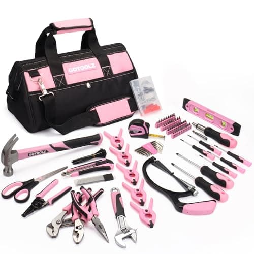 GOTOOLZ 269-Piece Home Tool Set, General Household Repairing Tool Kit with Storage Bag, Basic Hand Tool Kit Set for Home Maintenance, DIY and Crafts(Pink) - Image 1