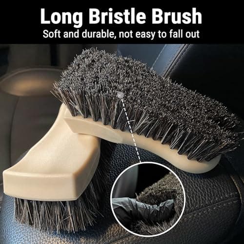 YeewayVeh Long Bristle Horse Hair Brush for Leather, Versatile Leather Cleaning Brush for Car Interior Seat, Carpet, Upholstery, Furniture and Shoes - Thumbnail 3