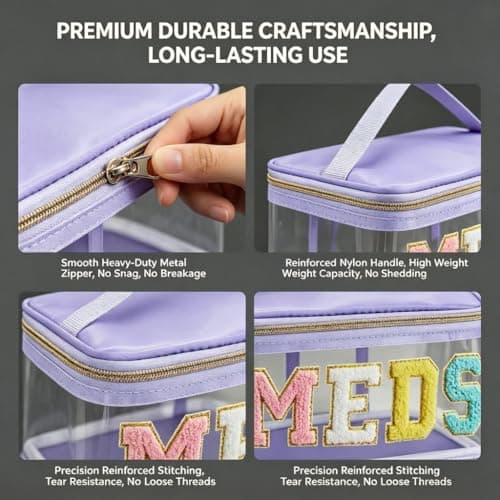 DegoCython Medicine travel bag, Waterproof Nylon PVC, Embroidered Mesh Compartment, Anti-Splash Clean Surface, clear travel bags for toiletries, Portable Med Medicine Holder, For Women Daily. - Thumbnail 5