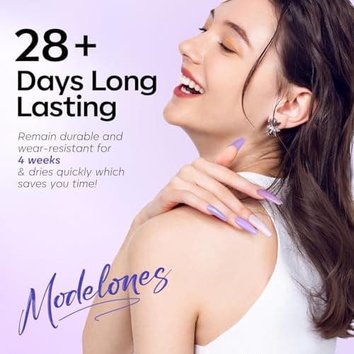 modelones Gel Nail Polish Set, 6 Colors White Blue Shimmer Violet Mermaid Hema Free Purple Glitter Periwinkle Nails Soak Off Led Nail Gel Polish for Women Girl DIY Spring Nail Art Gift - Thumbnail 5