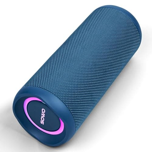 SOWO Waterproof Speaker Bluetooth Wireless- Portable Speaker Loud with Built-in Subwoofer and Tweeter, Extra Bass, Stereo Sound, IP67, Colorful Lights for Party, Outdoor, Camping - Blue - Thumbnail 2