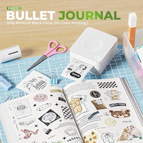 TYPONOS Sticker Printer, PM230 Mini Printer, Bluetooth Sticker Maker Machine with 3 Rolls Paper, Portable Print Pod for Journal, Lists, Study Notes, Pictures, DIY Gifts for Home Christmas, White - Thumbnail 3