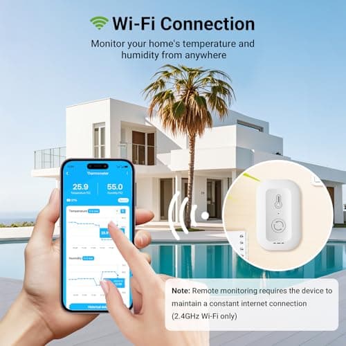 WiFi Thermometer Hygrometer, Smart Humidity Temperature Sensor with App Notification Alert, Data Storage, Remote Monitor for Room, Nursery, Greenhouse, Humidor, Wine Cellar - Thumbnail 6