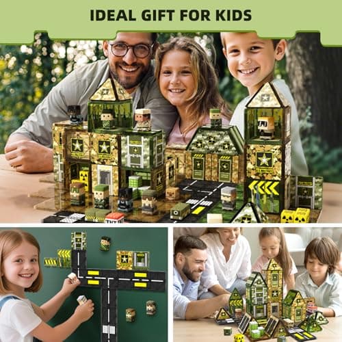 GobiDex 100PCS Magnetic Building Blocks Army Toys, STEM Military Magnetic Tiles with Army Men, Magnet Construction Toys for Toddler Kids Ages 3-5 5-7 4-8, Birthday Gifts for 3+ Year Old Boys Girls - Thumbnail 5