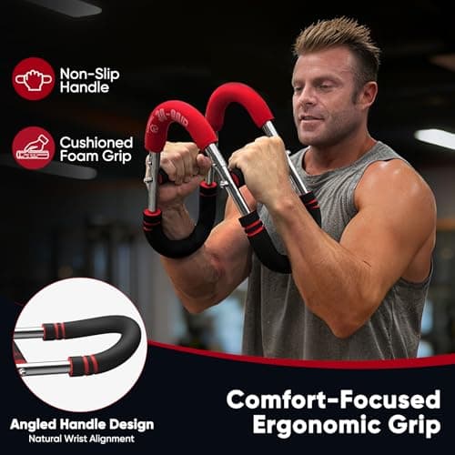 FitBeast Twister Arm Trainer, 4 Progressive Resistance Levels (30-120 lbs), 4-Spring Adjustable Arm & Chest Workout Equipment, Upper Body Strength Training Equipment for Home Gym (Red) - Thumbnail 5