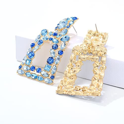 KELMALL Chunky Geometric Rhinestone Dangle Earrings for Women – Bold Rectangle Statement Drop Earrings, Gift-Boxed Fashion Jewelry - Thumbnail 5