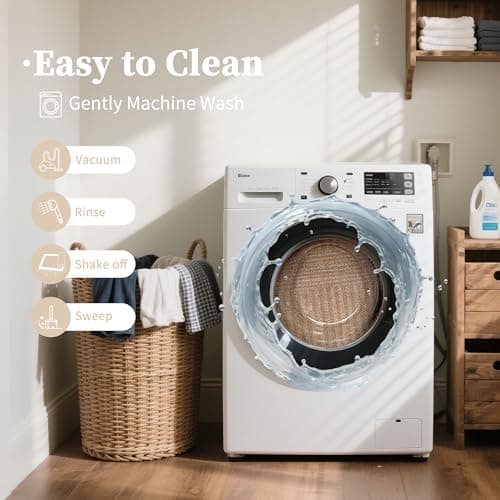 Arvenchy Easy Jute Rug 8x10: Indoor Outdoor Natural Boho Area Rugs for Living Room Patio Washable - Farmhouse Neutral Contemporary Large Carpet for Bedroom Dining Room Backyard Office Non Slip - Thumbnail 4