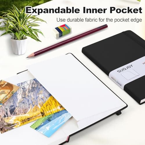 SUQJOY Lined Journal Notebooks for Writing, 100 GSM Thick Paper, 1 Pack Hardcover Notebooks, A5 College Ruled Notebook, Journaling Notebook for School/Travel/Office (Black- 1 Pack) - Thumbnail 4