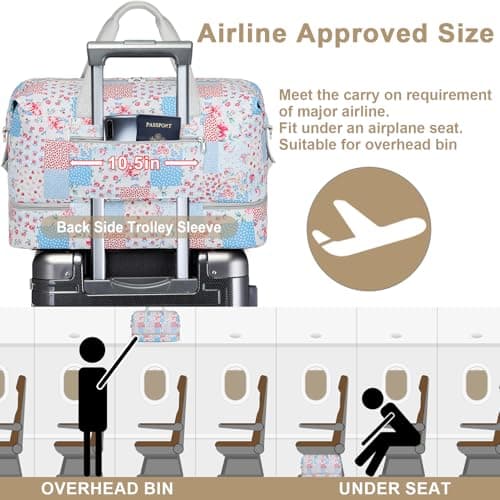 IBFUN Weekender Bags for Women, Travel Duffle Bag with Shoe Compartment Carry on Weekender Overnight Duffel for Weekend Travel Business Trip 3PCS - Thumbnail 4