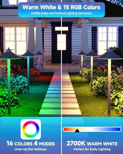 Noobibaba T10 LED Bulb Color Changing, RGB T10 T5 Wedge Base LED Bulb 12V-24V for LED Landscape Light Bulbs, Warm White+15 Multicolor Christmas Decoration Lights (3 Bulbs and one Remote) - Thumbnail 2