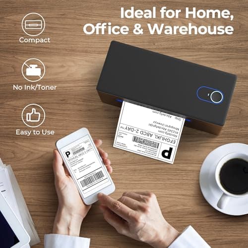 Nelko Bluetooth Thermal Shipping Label Printer, Wireless 4x6 Shipping Label Printer for Shipping Packages, Support Android, iPhone and Windows, Widely Used for Amazon, Shopify (Black) - Thumbnail 6