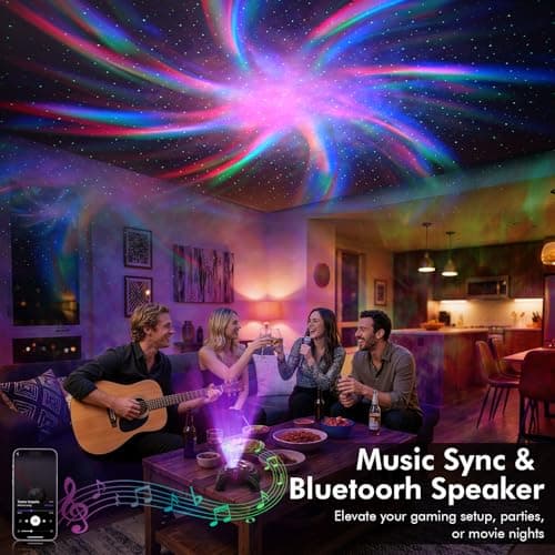 Rossetta Dual Lens Galaxy Projector, Star Projector for Bedroom with 58 Light Effects, Night Light Projector with White Noise & Bluetooth Speaker, Remote Timer, Room Decor Gift for Kids Adults Teens - Thumbnail 6