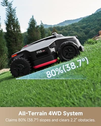 DREAME LiDAR 2500 Robot Lawn Mower A3 AWD Pro Wire Free No RTK, 4WD for 38.7° Slopes, Dual AI Vision Robotic Lawn Mowers,Dual-Disc Cutting 15.8" Width, Smart Zero-Edge, App Control for 0.62 Acre - Thumbnail 3