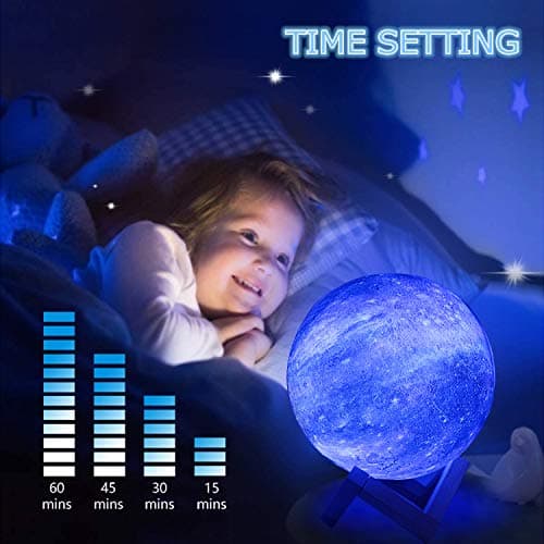 Moon Lamp, Night Light, 16 Colors Galaxy Lamp 3D Printing Moon Light with Stand/Remote Control/Touch/USB Rechargeable/Timer, Moon Night Light for Kids Friend, Home decor Mothers Day Gifts (4.8 inch) - Thumbnail 3