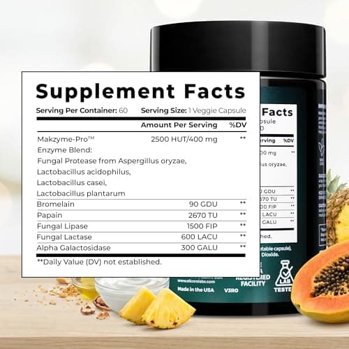 ELICORE Digestive Enzyme Pro Blend with Bromelain & Papaya Enzyme Gas and Bloating Relief for Women and Men, Gut & Digestive Health Supplement – Gluten-Free – 60 Veg Capsules - Thumbnail 3