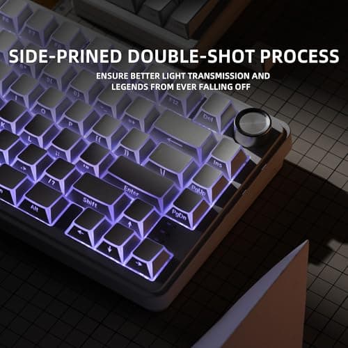 XVX White Shine Through Keycaps, PBT Keyboard Keycaps Cherry Profile, Custom Side Printed Keycap Sets Suitable for 60% 65% 75% 80% 100% Mechanical Keyboard - Thumbnail 4