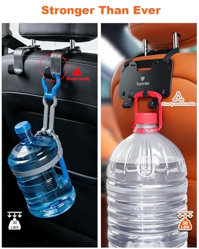 Forgyronis Adjustable Car Seat Headrest Hooks, Universal Fit for All Headrest Styles, Purse Hook with Phone Holder, Car Purse Hooks for Bags, Multifunctional Car Organizers and Storage - Thumbnail 6