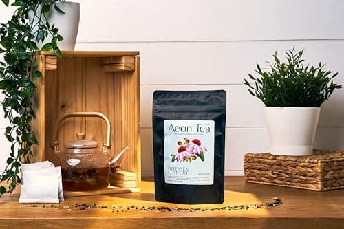 Aeon Teä Organic Elderberry & Echinacea Herbal Tea Bags (20 Count) – Wellness Blend with Goji Berry, Green Tea & Antioxidant-Rich Botanicals, Individually Wrapped