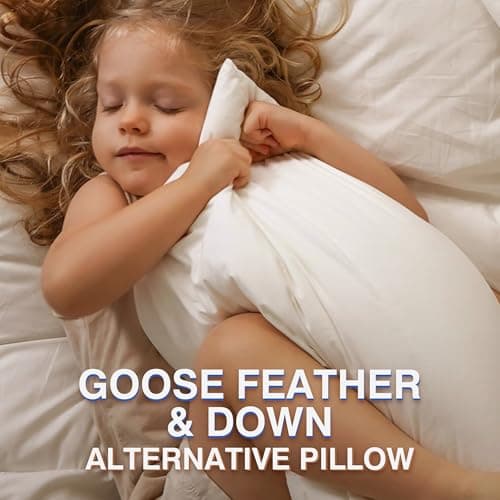 zibroges Feather Pillows Queen Size Set of 2 - Goose Down Hotel Bed Pillow for Sleeping, Soft 600 Thread Count Cotton Cover, Fluffy Support Surround Fill Polyester for Side, Back and Stomach Sleepers - Thumbnail 5