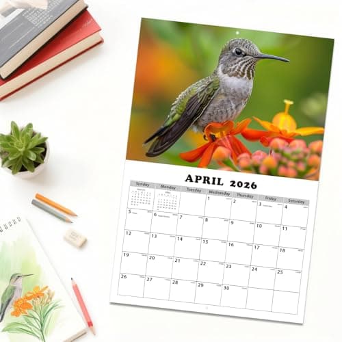 Dayvorax 2026 Wall Calendar - Monthly Calendar 2026-2027, Jan 2026 - Jan 2027, 11" x 16.5", Large Wall Calendar with Thick Paper, Large Blocks, Home or Office Calendar, Hummingbirds - Thumbnail 6