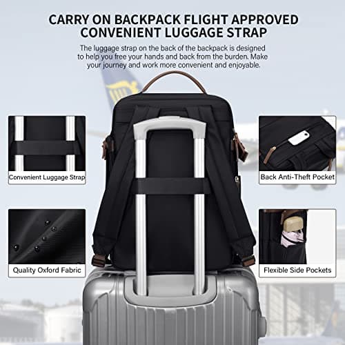 GOLF SUPAGS Laptop Backpack with Separate Laptop Compartment Fits 15.6 Inch Notebook Large Capacity Computer Bag for Women Work Travel College Backpacks (Black) - Thumbnail 6