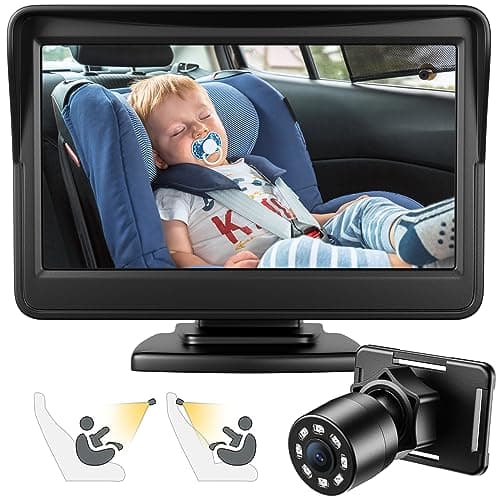 FEISIKE Car Baby Camera, 4.3'' HD Infrared Night Vision Function Baby Car Camera Display, Backseat Camera for Kid with 150° Wide View & 360° Rotatable Easy Installation in 5 Mins Rear Facing Mirrors - Image 1