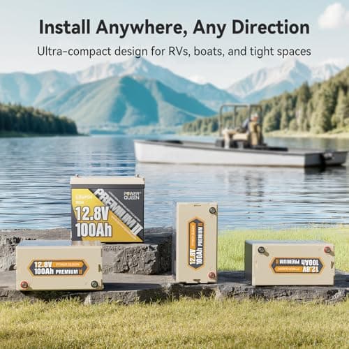 Power Queen 2 Pack Mini LiFePO4 Lithium Battery, 12V 100Ah Battery with Built-in 100A BMS, 1280Wh Energy, Up to 15000 Cycles, 10-Year Lifespan for Home Solar Energy System, RV, Camping - Thumbnail 4
