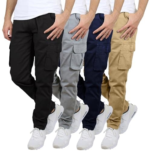 Blu Rock Cargo Pants for Men 3-Pack Flex Stretch Utility Trousers Durable Work Outdoor Wear Mens Cargo Pants 31 Inch Inseam - Thumbnail 6