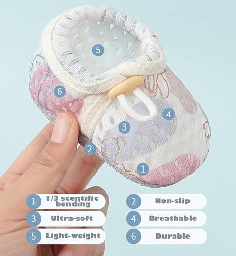 HOVELL Baby Booties Infant Soft Warm Sock Shoes Newborn Cotton Shoes Cute Baby Girls Boys Adjustable Boots Slipper(Blue-Mesh,6-12Months) - Thumbnail 5