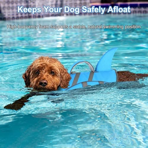Dogcheer Dog Harness-Style Life Jacket Shark, Reflective Dog Life Vest for Swimming Boating, Adjustable Puppy Swim Vest, Pet Floating Device for Small Medium Large Dogs - Blue, XS - Thumbnail 3