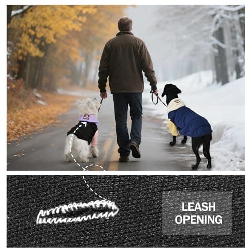 2 Pack Fleece Lined Dog Hoodie for Medium Large Small Dogs, Soft Warm Dog Sweater Jackets Winter Fall Pet Hooded Clothes Custume Dogs Sweatshirt with Leash Hole and Pocket, Black and Navy Blue, ML - Thumbnail 5