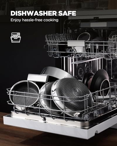 Yonida Non Stick Frying Pans with 2 Lids, 8+10+12 inch, Hybrid Frying Pans Set Nonstick,Skillets Stainless Steel Fajita, Dishwasher & Oven-Safe, Induction Compatible Cooking Pan, PFOA Free Cookware - Thumbnail 5