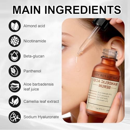 Mandelic Acid Serum for Face - Gentle Exfoliating Serum with Niacinamide Camellia Extract and β-Glucan, Targeted for Fades Dark Spots, Anti-Aging & Refines Texture and Achieve Even Skin Tone - Thumbnail 6