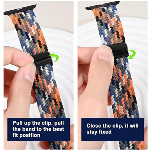 OMECKY Magnetic Braided Loop Band Compatible with Apple Watch Series 11 10 42mm 9 8 7 6 5 4 40mm 41mm for Women Men, Stretchy Nylon Elastic Sport Strap for iWatch SE 1/2/3, Sand Pink-Star Buckle - Thumbnail 2
