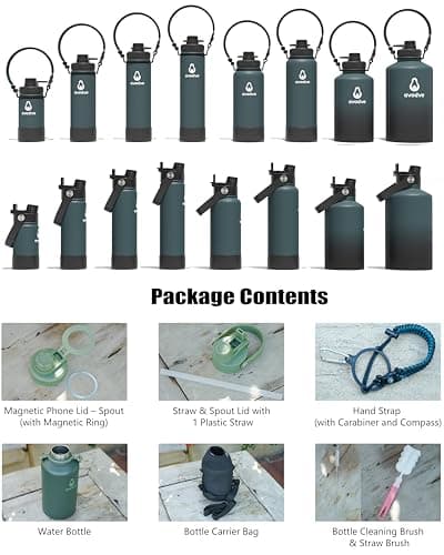 avodvo 1 Gallon Water Bottle with 2 Lids (2-in-1 Straw & Spout Lid, Magnetic Lid), Insulated Water Bottle with Strap, Stainless Steel Water Bottle for Hiking, Gym, Travel, BPA-Free, Indigo/Black - Thumbnail 2