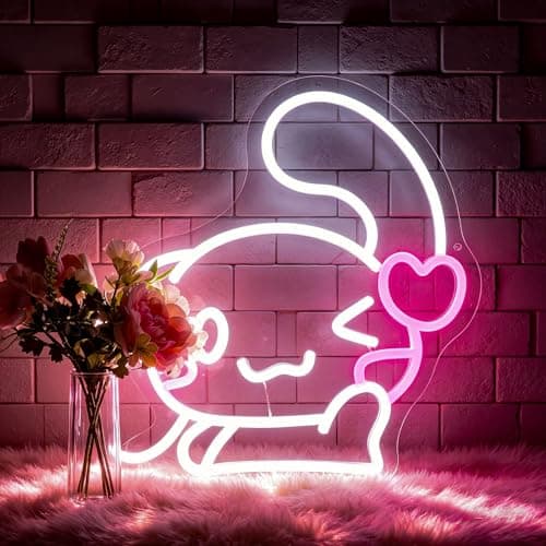 Neon Sign, FPLL Cute Neon Signs for Wall Decor White LED Signs for Bedroom, Game Room, Home Decor - Light up Sign USB Powered - Image 1