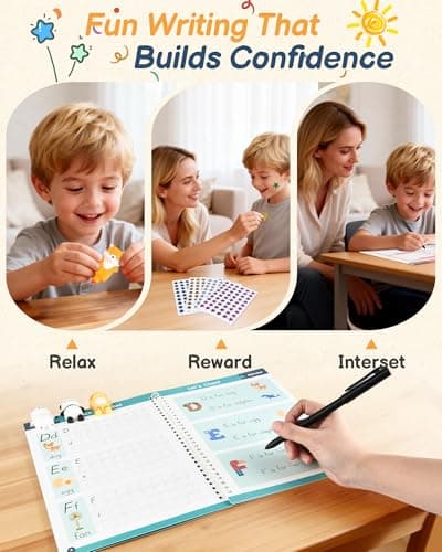 Magic Grooved Writing Practice for Kids Ages 3–8 – 8-Book Reusable 3D Handwriting & Tracing Workbook Kit with Disappearing Ink, Preschool Learning Activity - Thumbnail 5