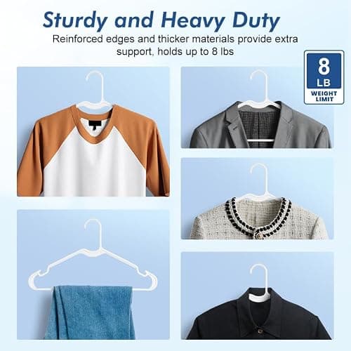 HOUSE DAY White Plastic Hangers 30 Pack, 16.25" Slim Hangers with Non-Slip Extended Notch, Perfect for Plus Size & Curvy Fits, Closet Organization Essential, Space Saving for Dorm Apartment Home - Thumbnail 4