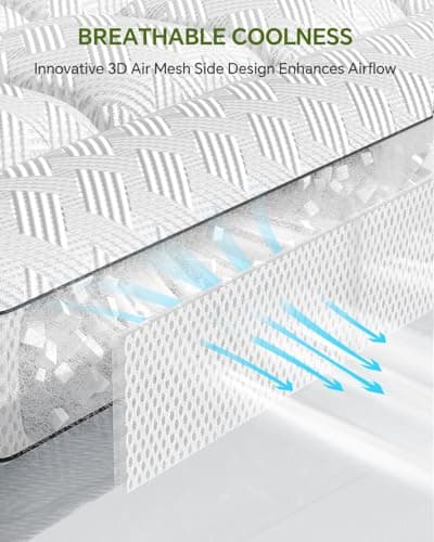 Qocismile Twin Mattress Topper 3 Inch,Pillow Top Mattress Topper Bamboo Rayon Cover,Breathable Mattress Pad,21" Deep Pocket,Soft Twin Size Shredded Memory Foam Mattress Bed Topper Pressure Relief - Thumbnail 3