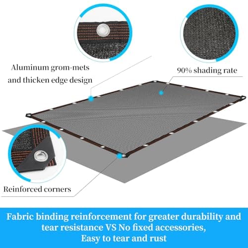 90% Shade Cloth for Garden 10x20FT Shade Cloth with Grommets,Shade Tarp for Plants,Shade Tarps for Outdoors,Patio Covers for Shade and Rain,Suitable for Shading Plants,Garage,Summer Garden Shade Net - Thumbnail 3