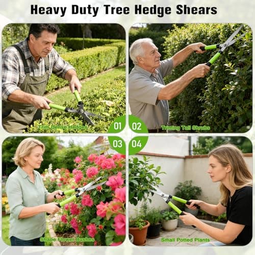 21"Garden Hedge Shears and 8"Pruning Shears Set,Manual Hedge Clippers with Steel Wavy Blades Heavy Duty Gardening Clippers,Sharp Pruners Scissors for Trimming Borders,Grass,Bush,Boxwood Yard Tools - Thumbnail 6