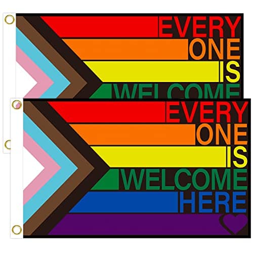 Spxkd Progress Pride Flag 3X5 Foot 2Pcs Outdoor Indoor Waterproof Rainbow LGBT Flag with Brass Grommets - Image 1