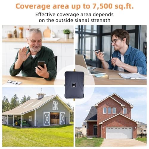 Cell Phone Booster for Home & Multi-Room,Up to 7,000 sq ft,Cell Phone Signal Booster for Band 5/12/13/17,Boost 5G 4G Data for All U.S. Carriers FCC Approved Cell Signal Booster - Thumbnail 5